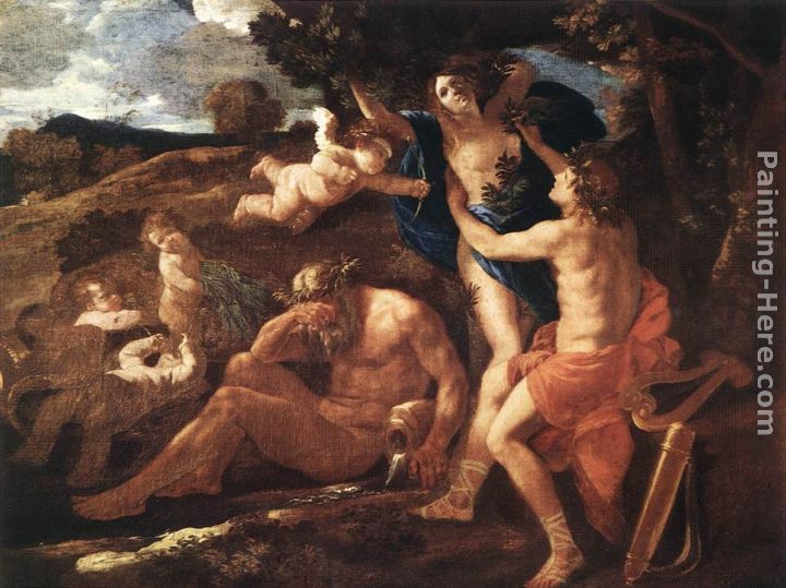 Apollo and Daphne painting - Nicolas Poussin Apollo and Daphne art painting
